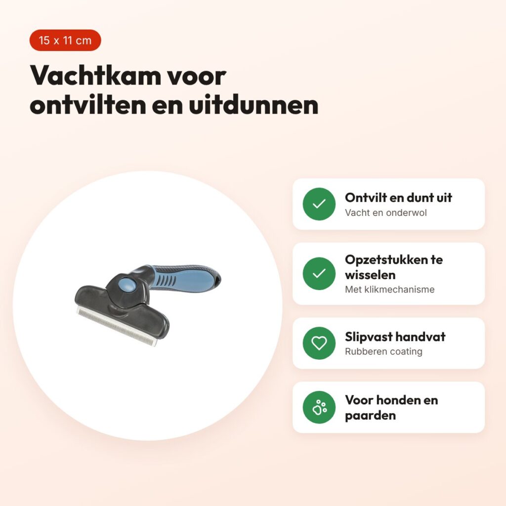 Trixie Carding vachtkam 15 x 11 cm – RVS-mesje, voor honden en paarden – voordelen