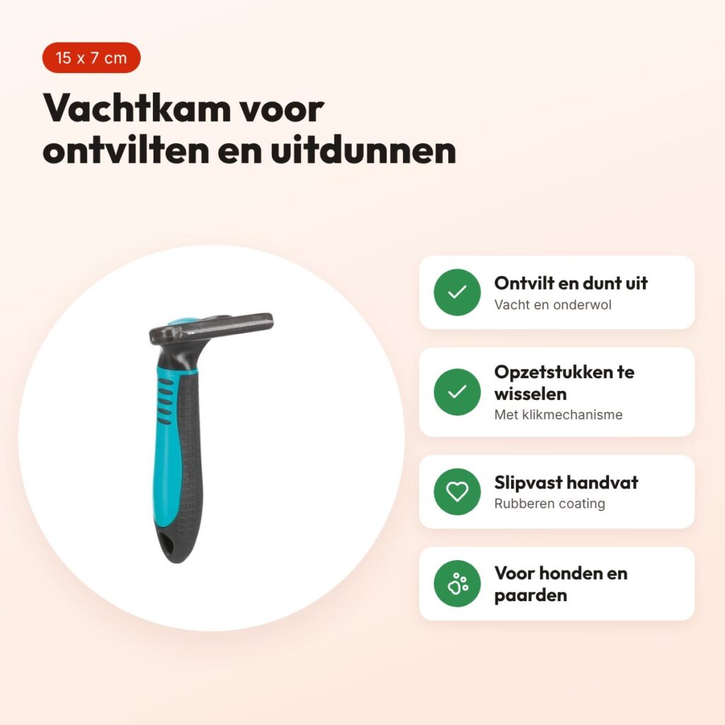 Trixie Carding vachtkam 15 x 7 cm – RVS-mesje, voor honden en paarden – voordelen