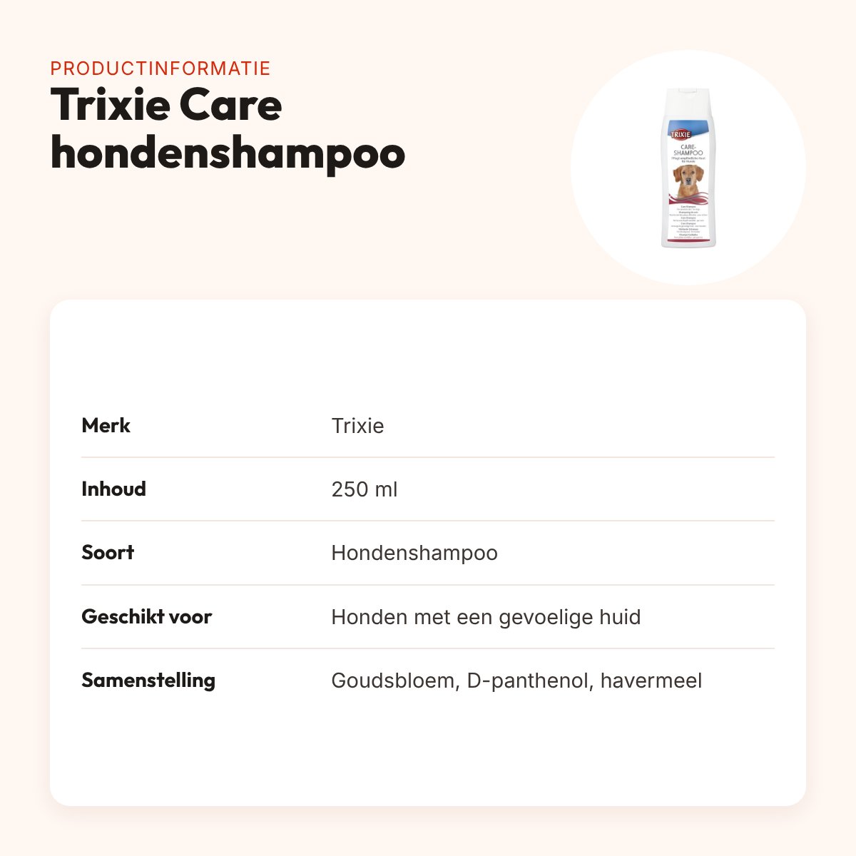 Trixie Care hondenshampoo gevoelige huid 250 ml – goudsbloem en havermeel – productinformatie