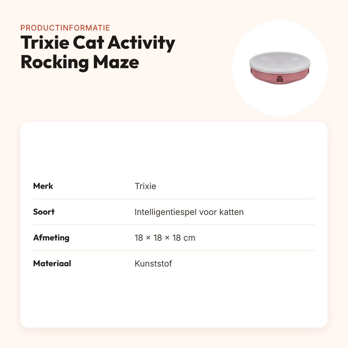 Trixie Cat Activity Rocking Maze 18 x 18 x 18 cm – kunststof – productinformatie