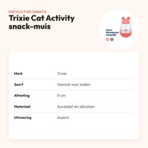Trixie Cat Activity snack-muis 9 cm – wiebelende voerbal, assorti – productinformatie