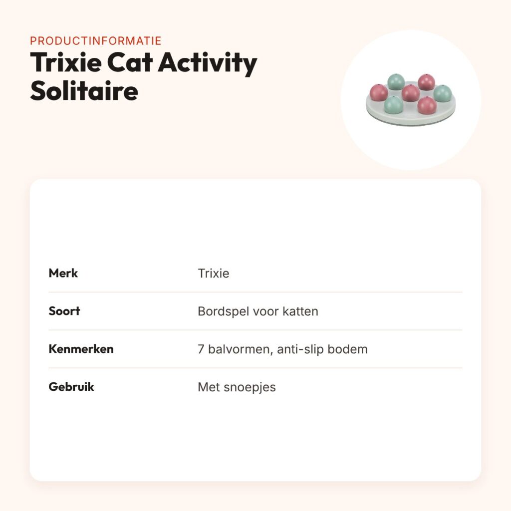 Trixie Cat Activity Solitaire – anti-slip bordspel voor katten met snoepjes – productinformatie