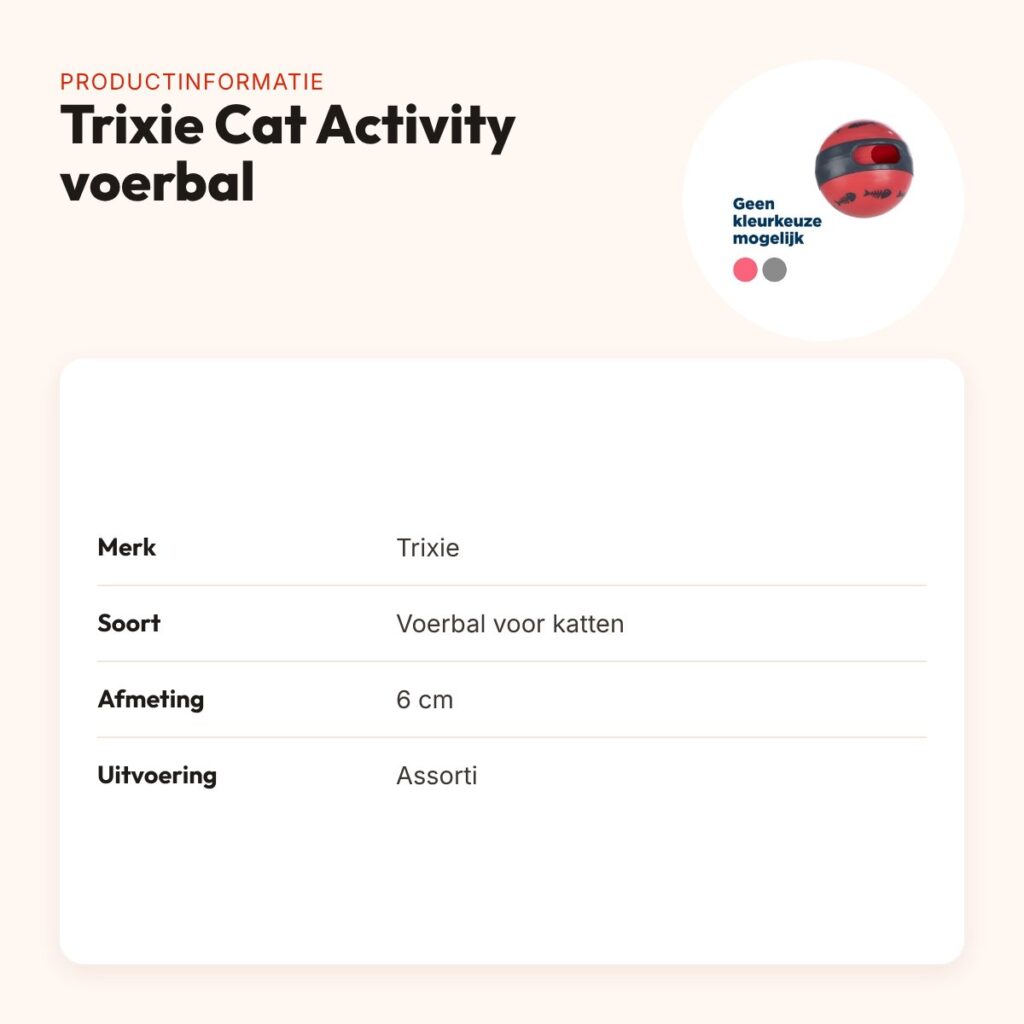Trixie Cat Activity voerbal kat assorti 6 cm – verstelbare opening – productinformatie