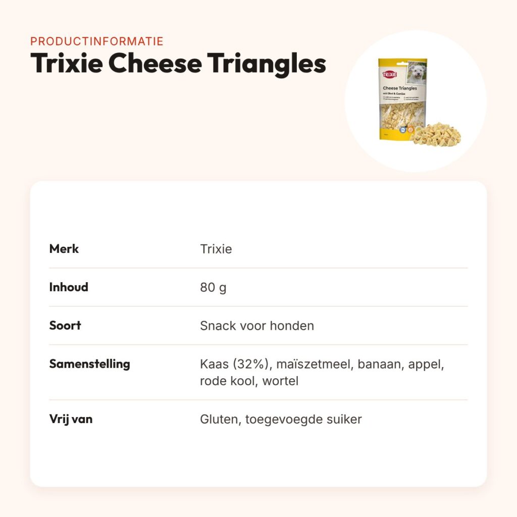 Trixie Cheese Triangles hondensnack met fruit en groenten 80 g – productinformatie