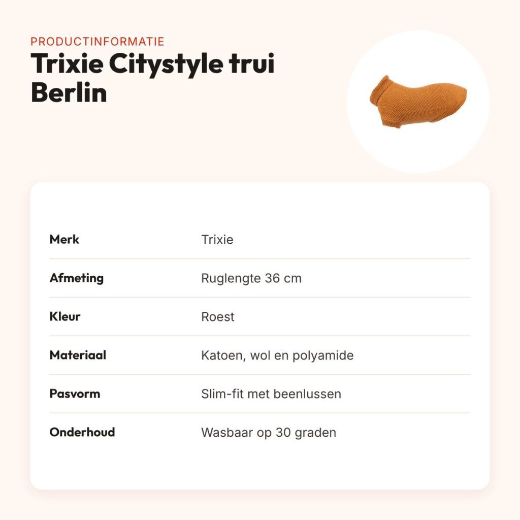 Trixie Citystyle hondentrui Berlin roest 36 cm – slim-fit, met kraag – productinformatie