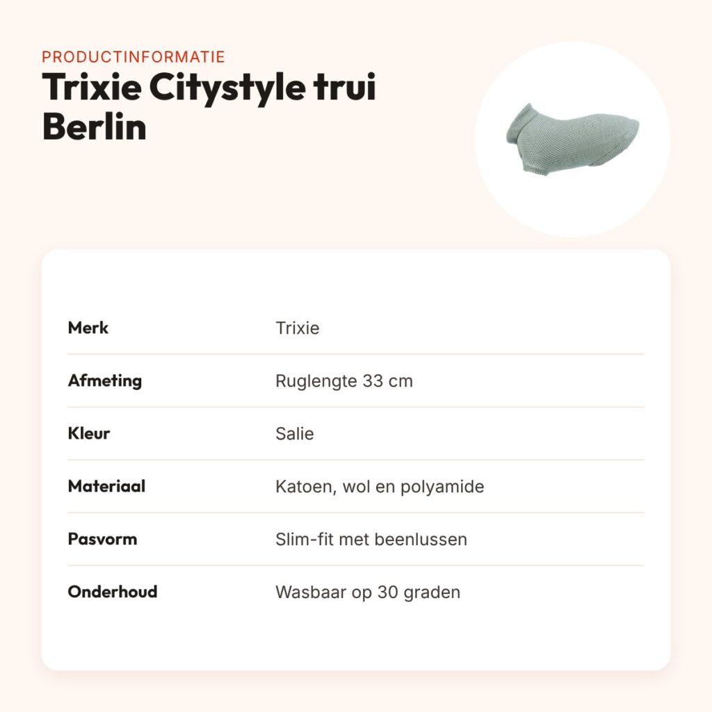 Trixie Citystyle hondentrui Berlin salie 33 cm – slim-fit, met kraag – productinformatie