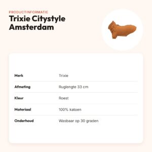 Trixie Citystyle hondentrui sweatshirt Amsterdam roest 33 cm – 100% katoen – productinformatie