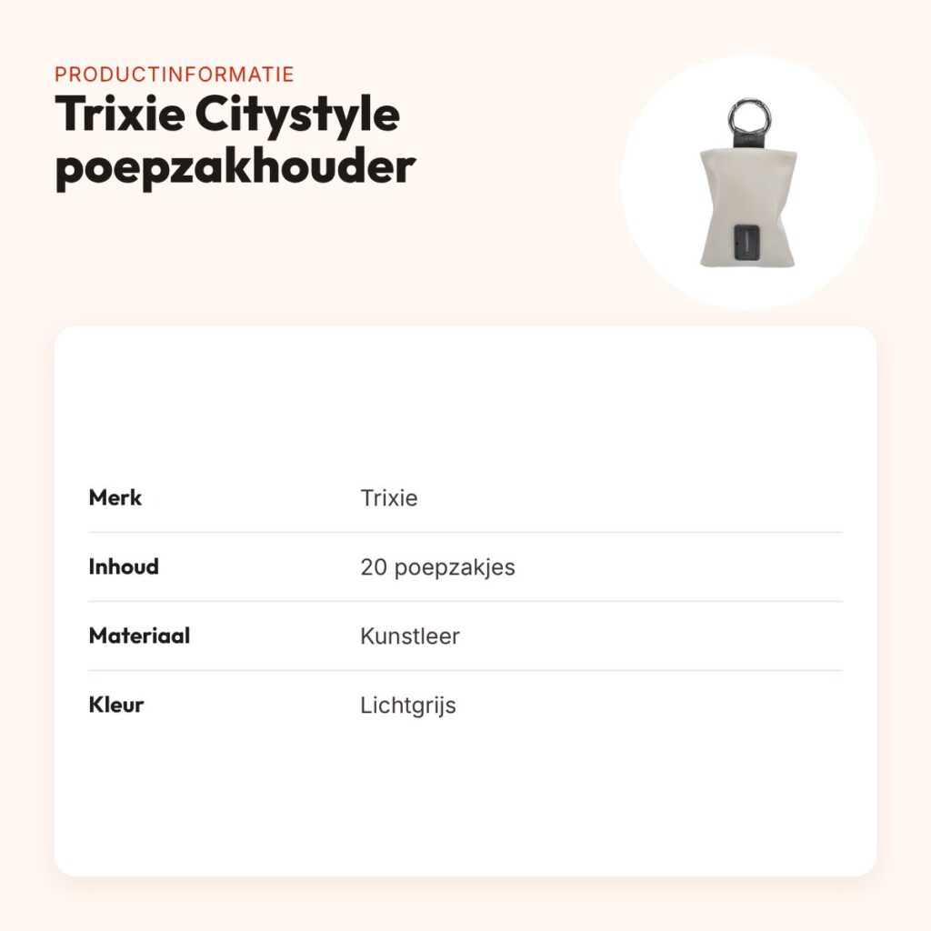 Trixie Citystyle poepzakhouder lichtgrijs – kunstleer, met 20 poepzakjes – productinformatie