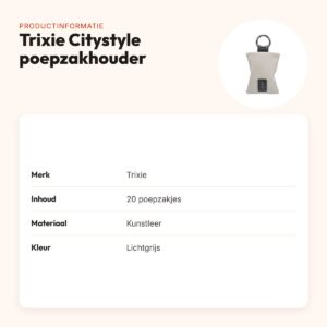 Trixie Citystyle poepzakhouder lichtgrijs – kunstleer, met 20 poepzakjes – productinformatie