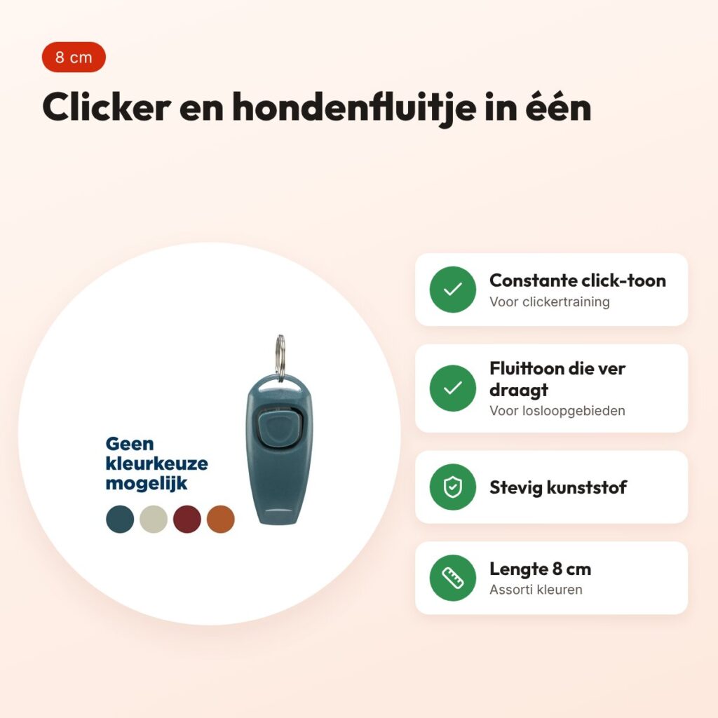 Trixie clicker en hondenfluitje in één, kunststof 8 cm assorti – voordelen