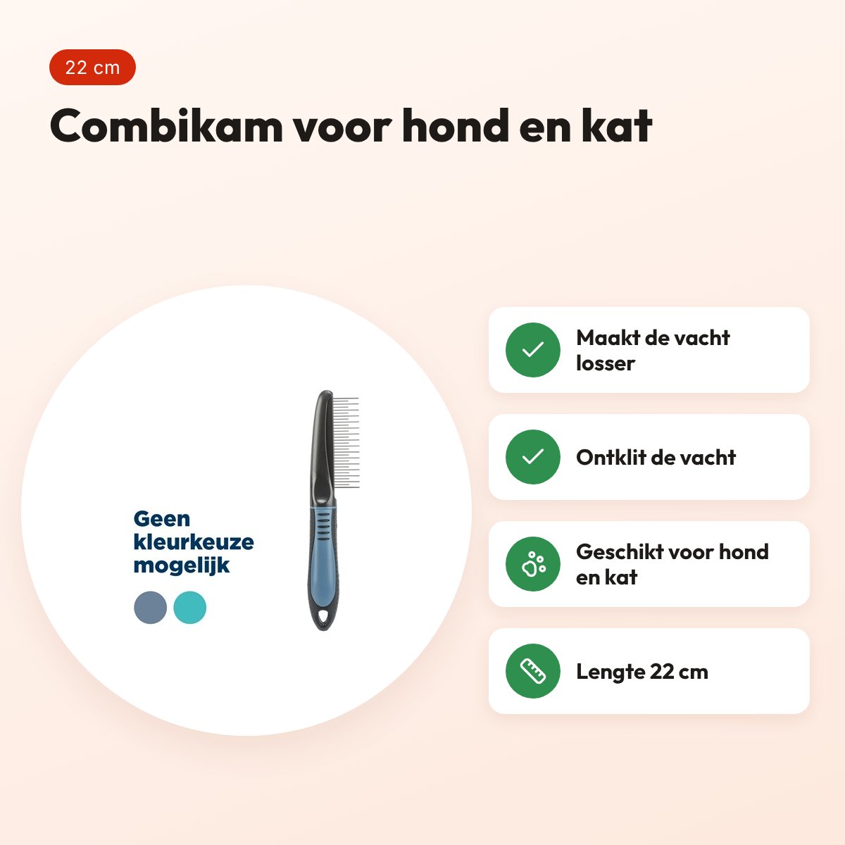 Trixie combikam voor honden en katten 22 cm – ontklitten – voordelen