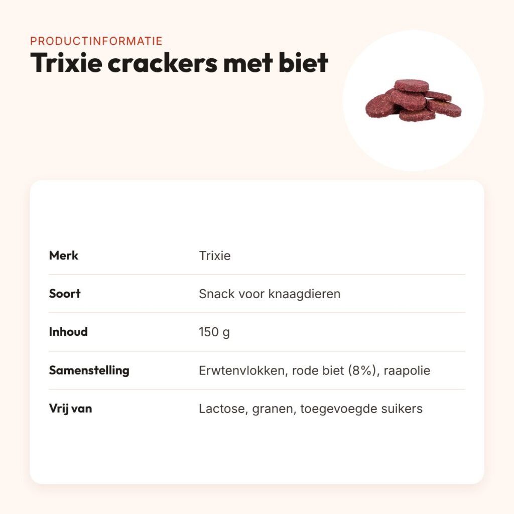 Trixie crackers met biet 150 g – snack voor knaagdieren – productinformatie