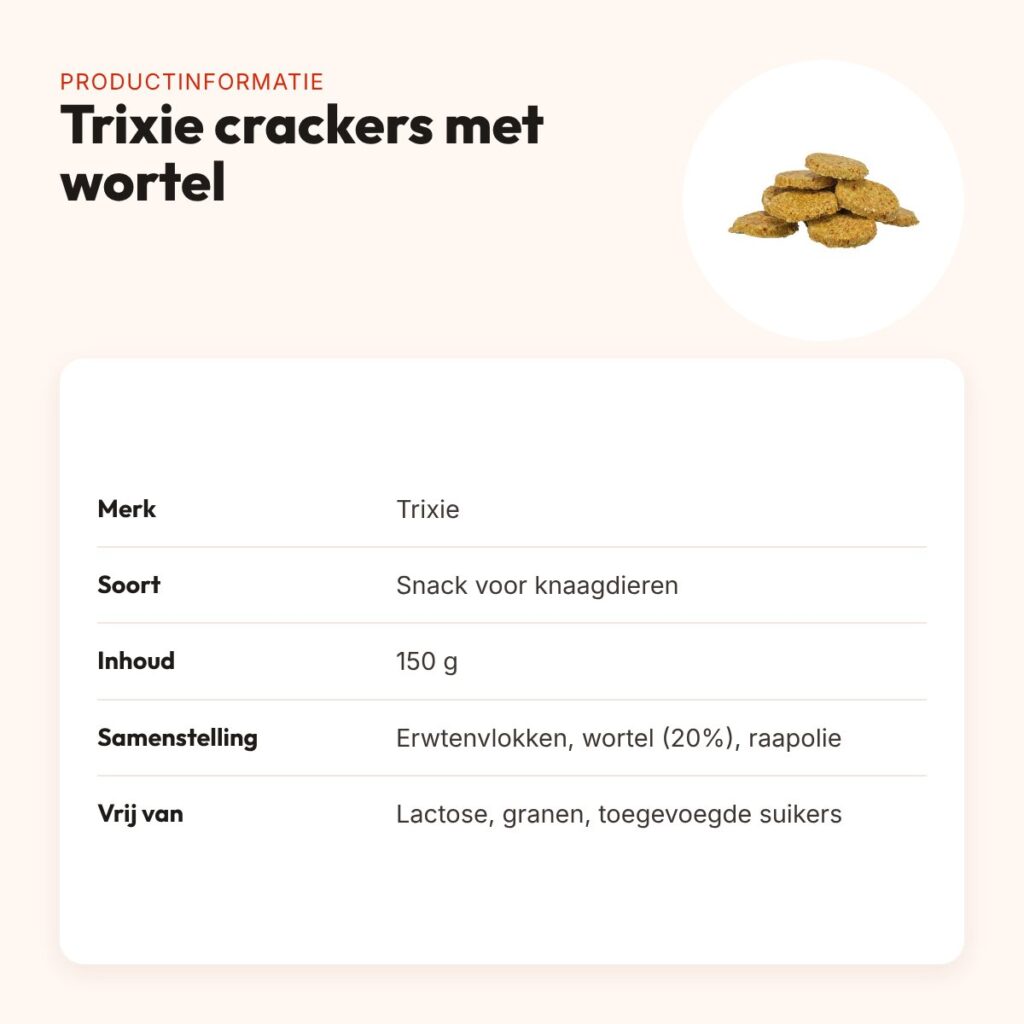 Trixie crackers met wortel 150 g – snack voor knaagdieren – productinformatie