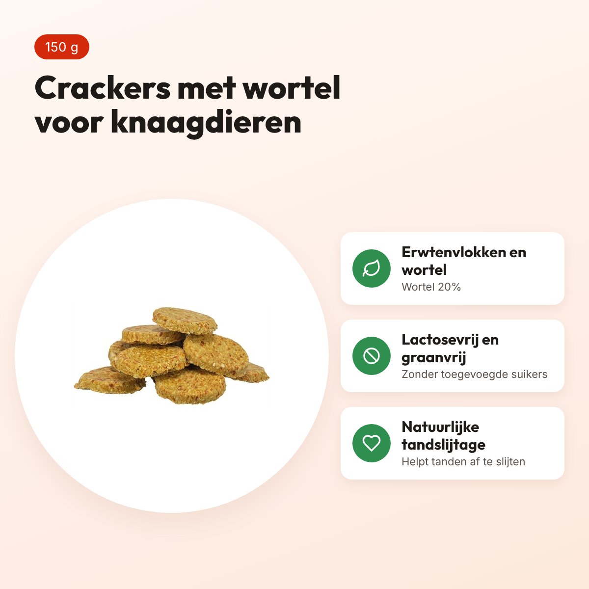 Trixie crackers met wortel 150 g – snack voor knaagdieren – voordelen