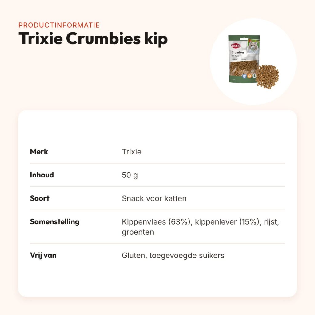 Trixie Crumbies kattensnack met kip 50 g – met taurine – productinformatie