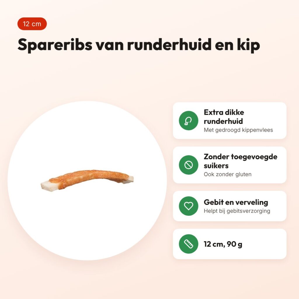 Trixie Denta Fun BBQ Ribs 12 cm 90 g – kauwsnack van runderhuid en kip – voordelen