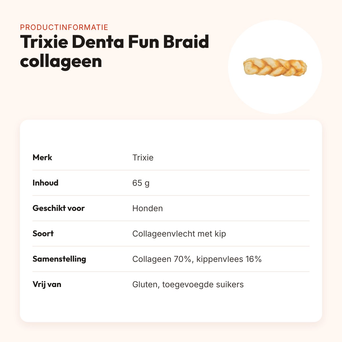 Trixie Denta Fun Braid collageen met kip 65 g – glutenvrij – productinformatie