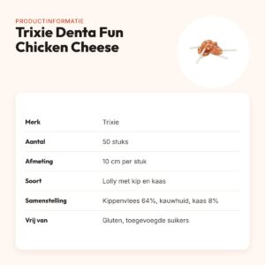 Trixie Denta Fun Chicken Cheese Lolly 10 cm – kip en kaas, 50 stuks – productinformatie