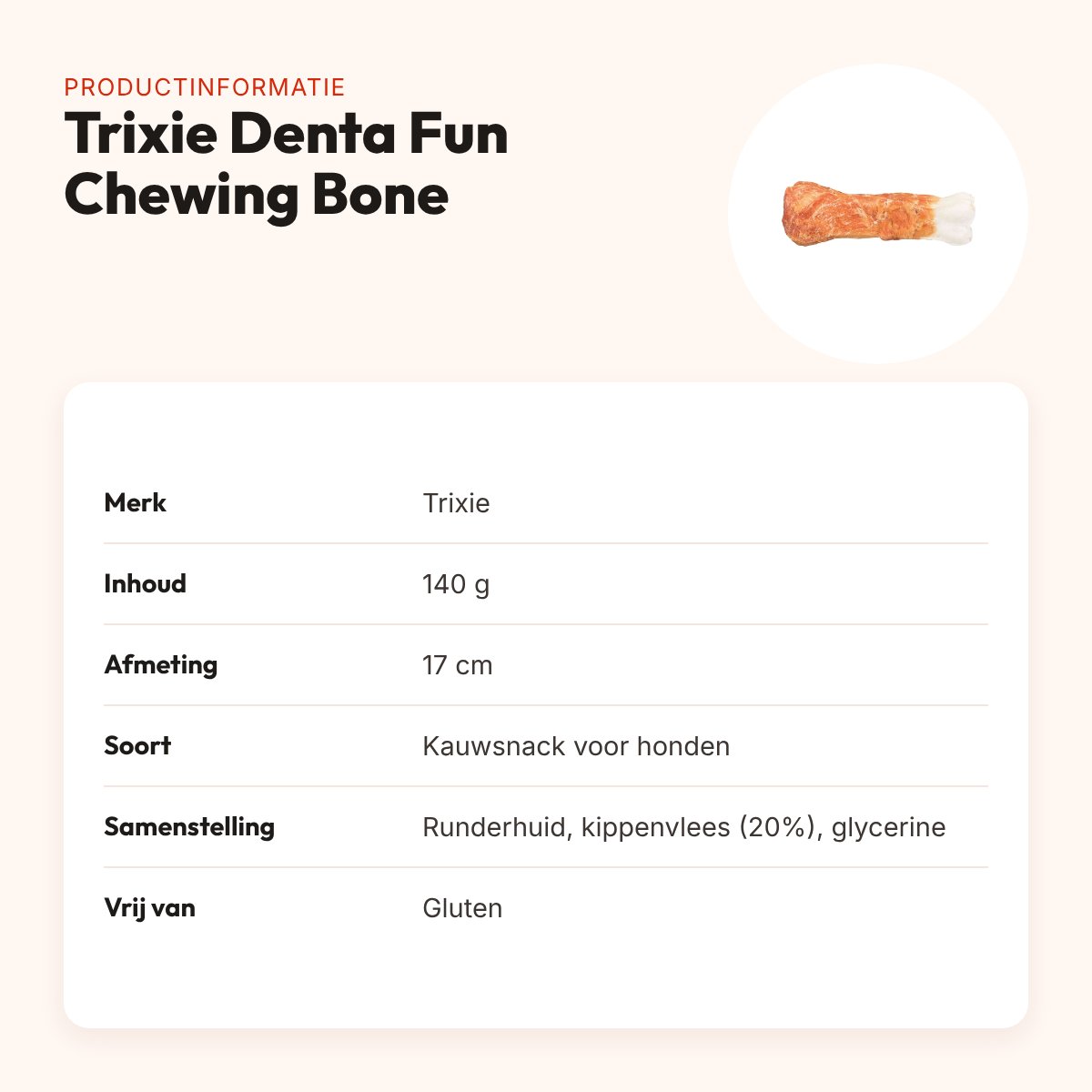 Trixie Denta Fun Chicken Chewing Bone 17 cm 140 g – kauwbot met kip – productinformatie