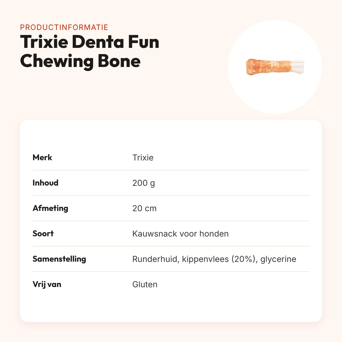 Trixie Denta Fun Chicken Chewing Bone 20 cm 200 g – runderhuid en kip – productinformatie
