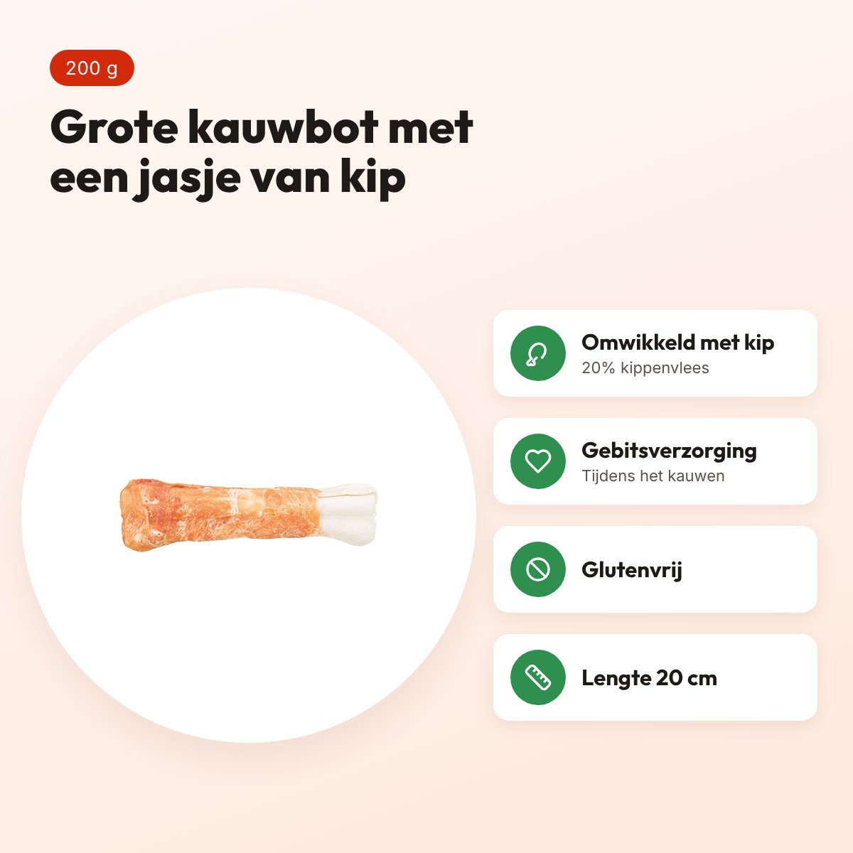 Trixie Denta Fun Chicken Chewing Bone 20 cm 200 g – runderhuid en kip – voordelen