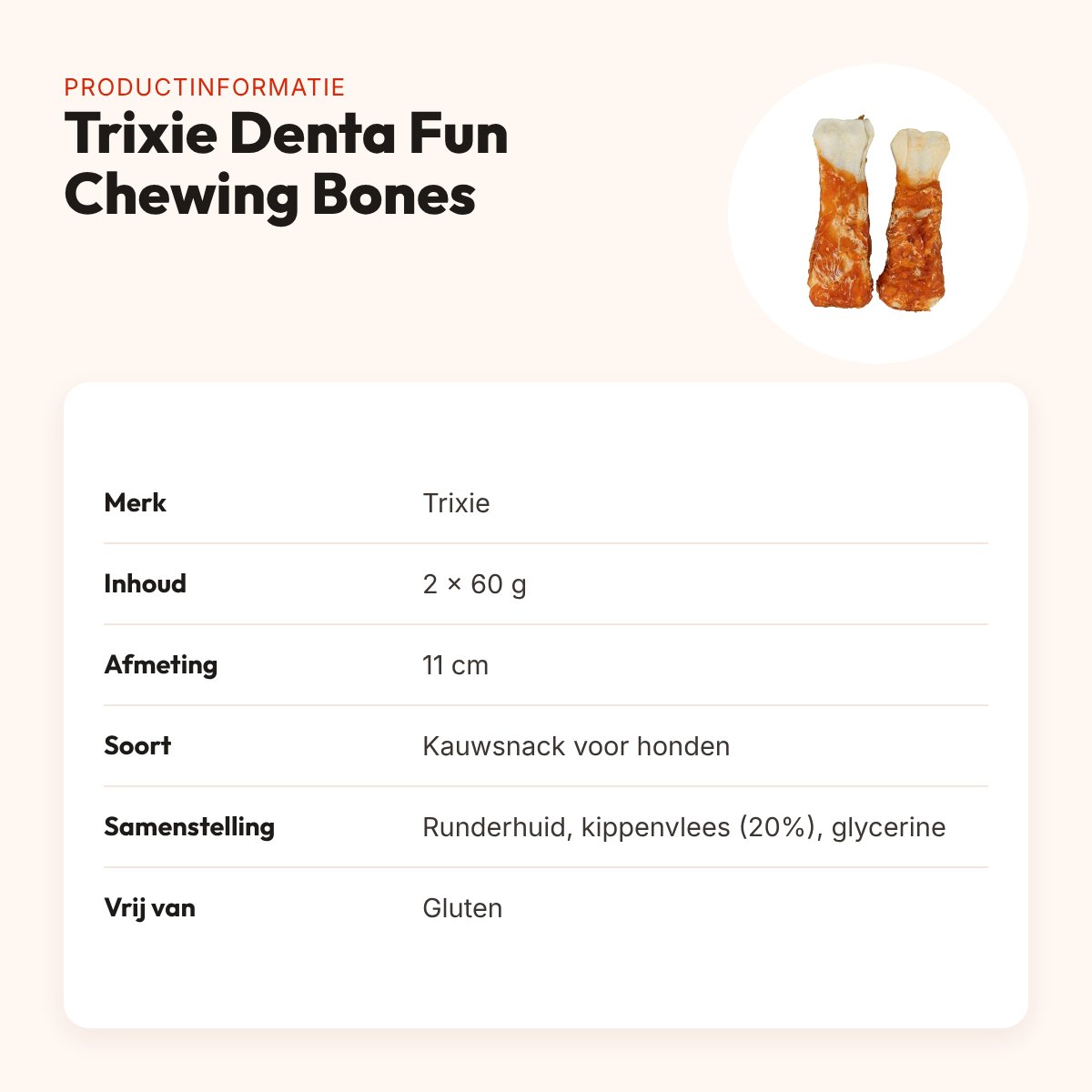 Trixie Denta Fun Chicken Chewing Bones 11 cm 2 x 60 g – kauwbotjes – productinformatie