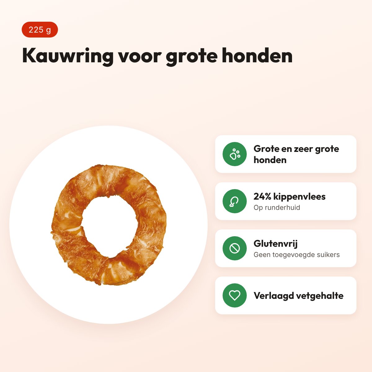 Trixie Denta Fun Chicken Chewing Ring 20 x 20 cm 225 g – grote honden – voordelen