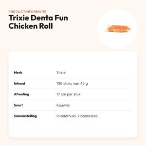 Trixie Denta Fun Chicken Chewing Roll 17 cm 45 g – runderhuid, 100 stuks – productinformatie