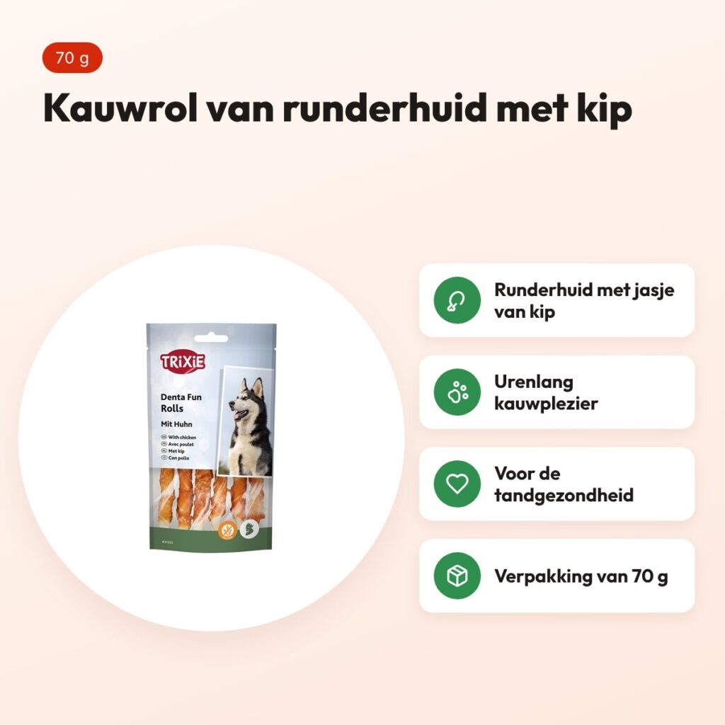 Trixie Denta Fun Chicken Chewing Rolls 70 g – runderhuid met kip – voordelen