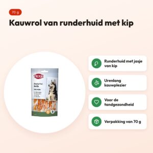 Trixie Denta Fun Chicken Chewing Rolls 70 g – runderhuid met kip – voordelen