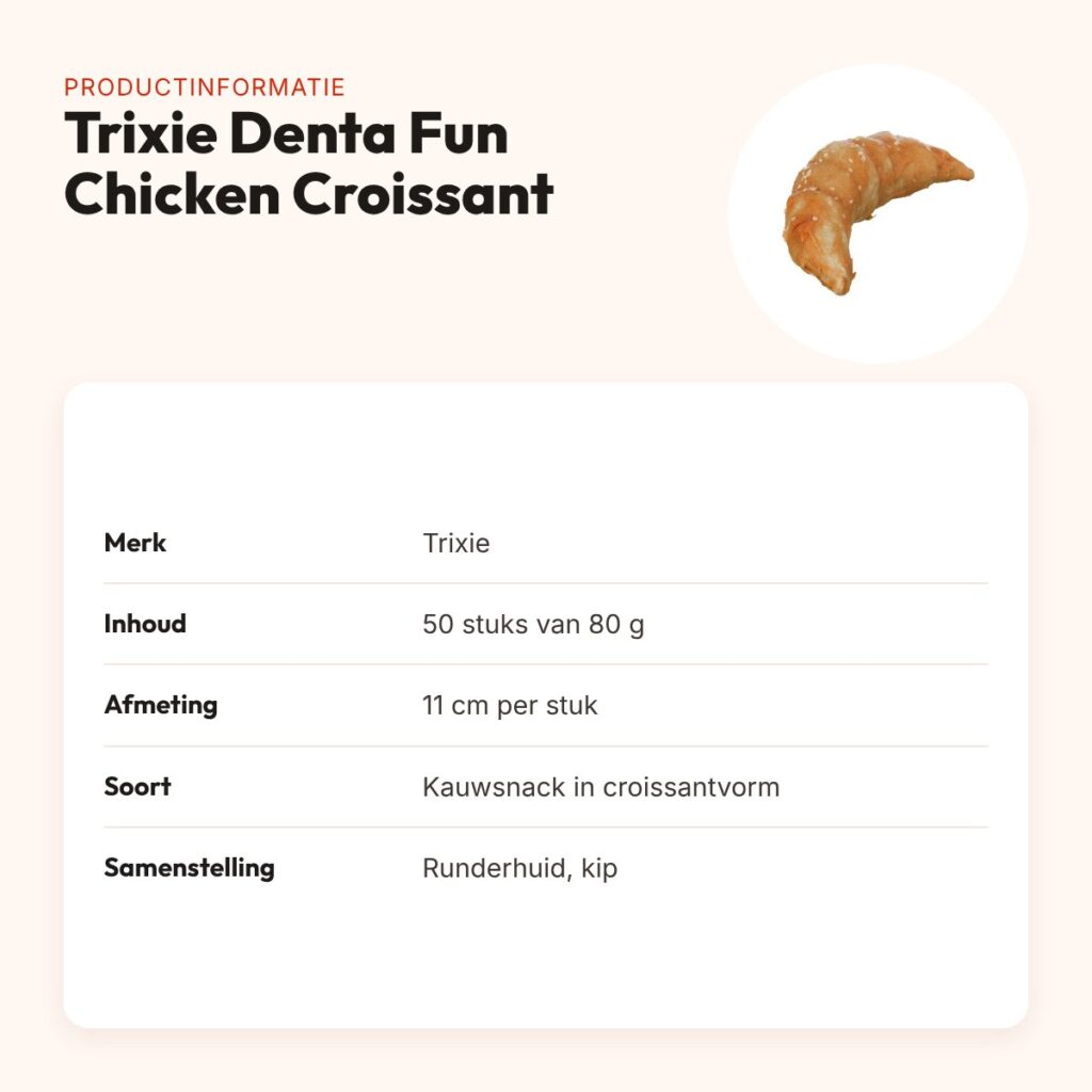 Trixie Denta Fun Chicken Croissant 11 cm – runderhuid met kip, 50 stuks – productinformatie