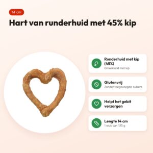 Trixie Denta Fun Chicken Heart 14 cm – runderhuid met kip, 125 g – voordelen