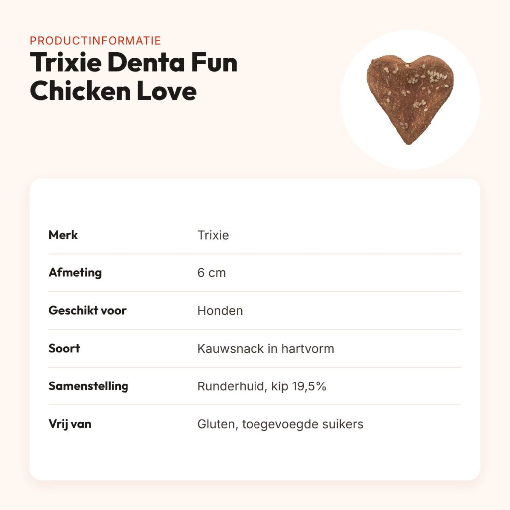 Trixie Denta Fun Chicken Love hartje 6 cm – runderhuid met kip – productinformatie