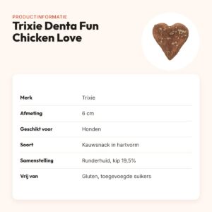 Trixie Denta Fun Chicken Love hartje 6 cm – runderhuid met kip – productinformatie