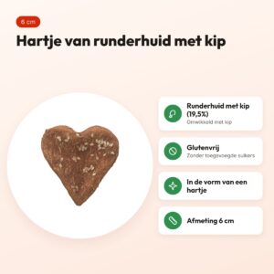 Trixie Denta Fun Chicken Love hartje 6 cm – runderhuid met kip – voordelen