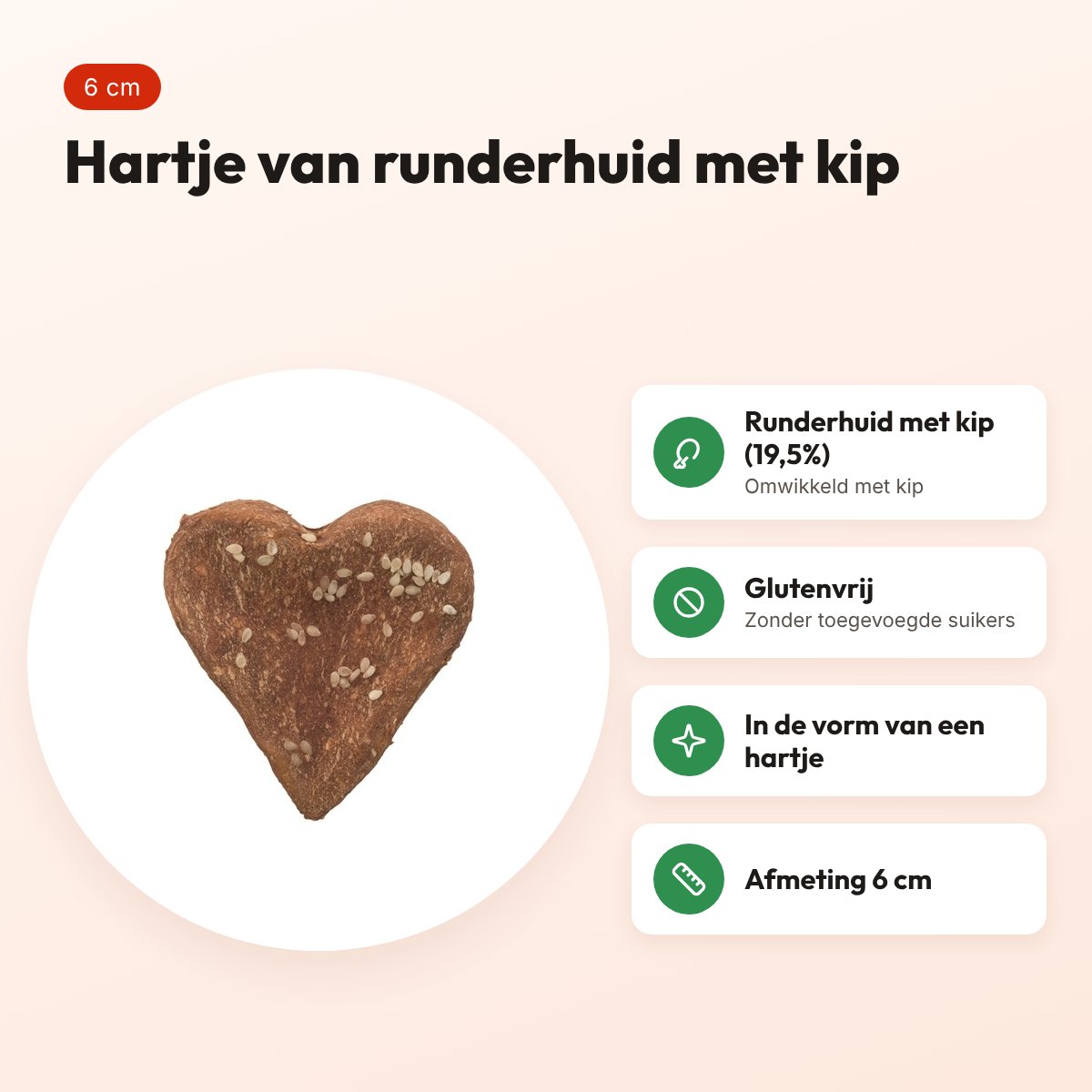 Trixie Denta Fun Chicken Love hartje 6 cm – runderhuid met kip – voordelen