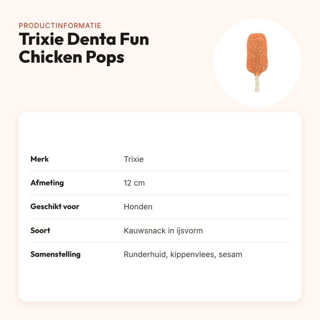 Trixie Denta Fun Chicken Pops met kip en sesam 12 cm – kauwsnack – productinformatie