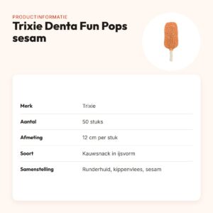 Trixie Denta Fun Chicken Pops sesam 12 cm – ijsjes van runderhuid, 50 stuks – productinformatie