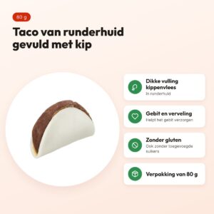 Trixie Denta Fun Chicken Taco 80 g – kauwsnack van runderhuid met kip – voordelen
