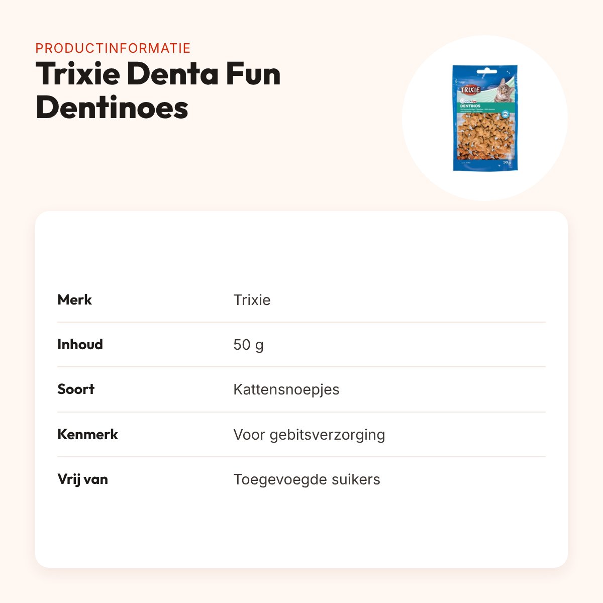 Trixie Denta Fun Dentinoes kattensnoepjes met vitaminen 50 g – productinformatie