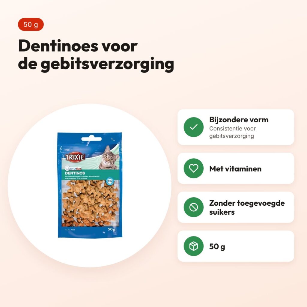 Trixie Denta Fun Dentinoes kattensnoepjes met vitaminen 50 g – voordelen