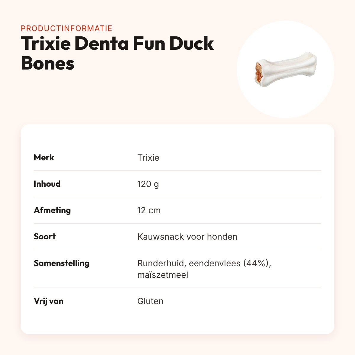 Trixie Denta Fun Duck Chewing Bones 12 cm 120 g – met 44% eend – productinformatie