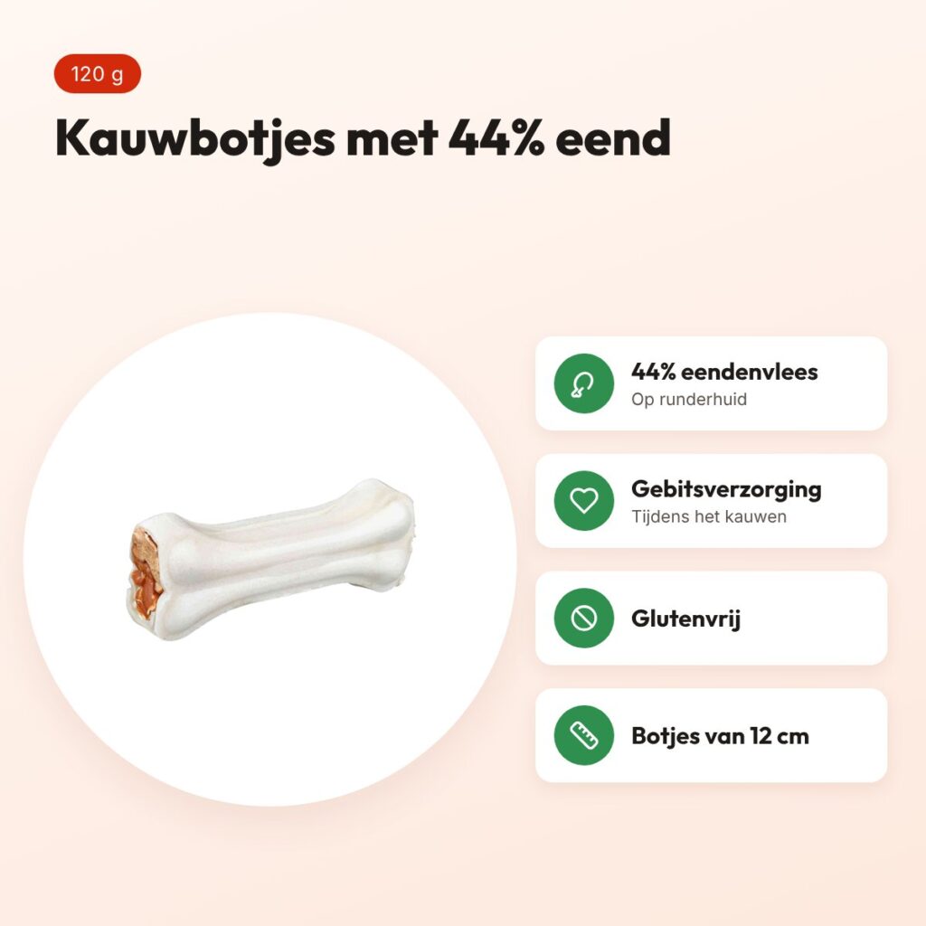 Trixie Denta Fun Duck Chewing Bones 12 cm 120 g – met 44% eend – voordelen