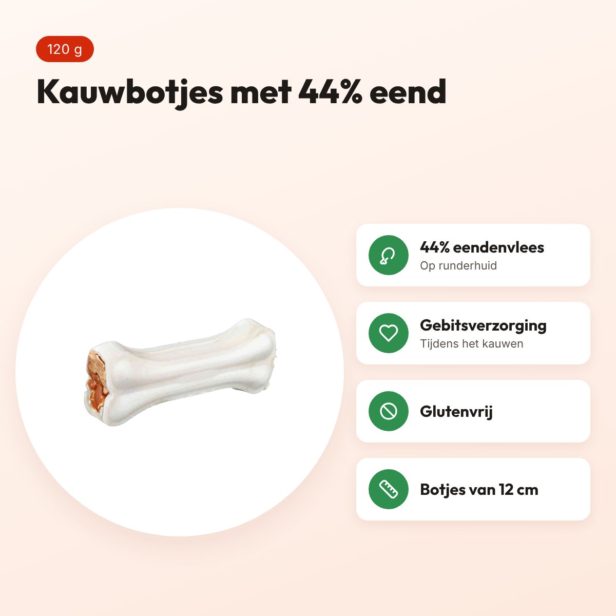 Trixie Denta Fun Duck Chewing Bones 12 cm 120 g – met 44% eend – voordelen