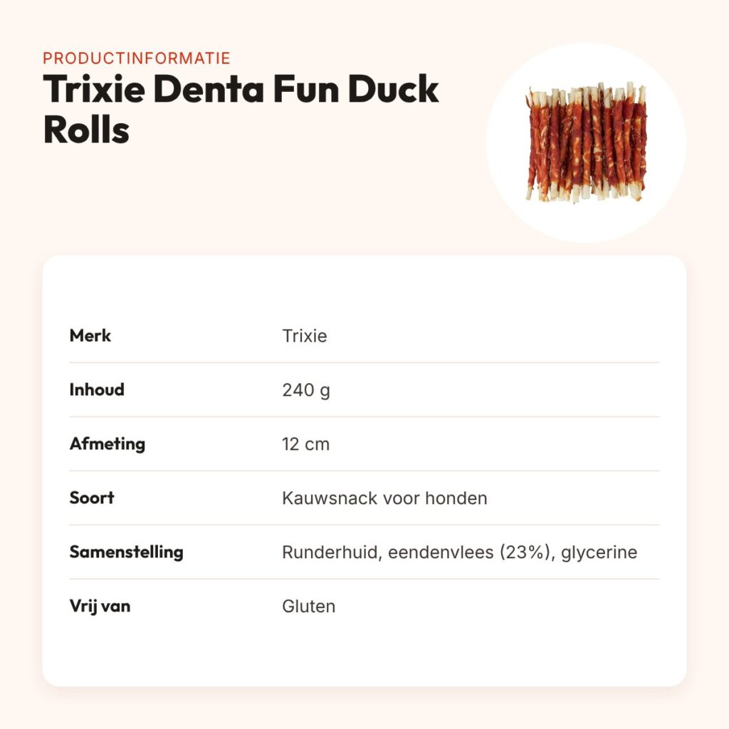 Trixie Denta Fun Duck Chewing Rolls 12 cm 240 g – voordeelzak – productinformatie