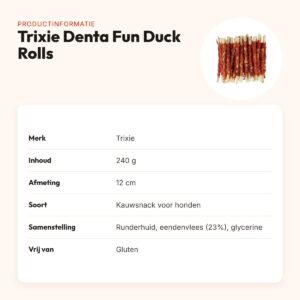 Trixie Denta Fun Duck Chewing Rolls 12 cm 240 g – voordeelzak – productinformatie