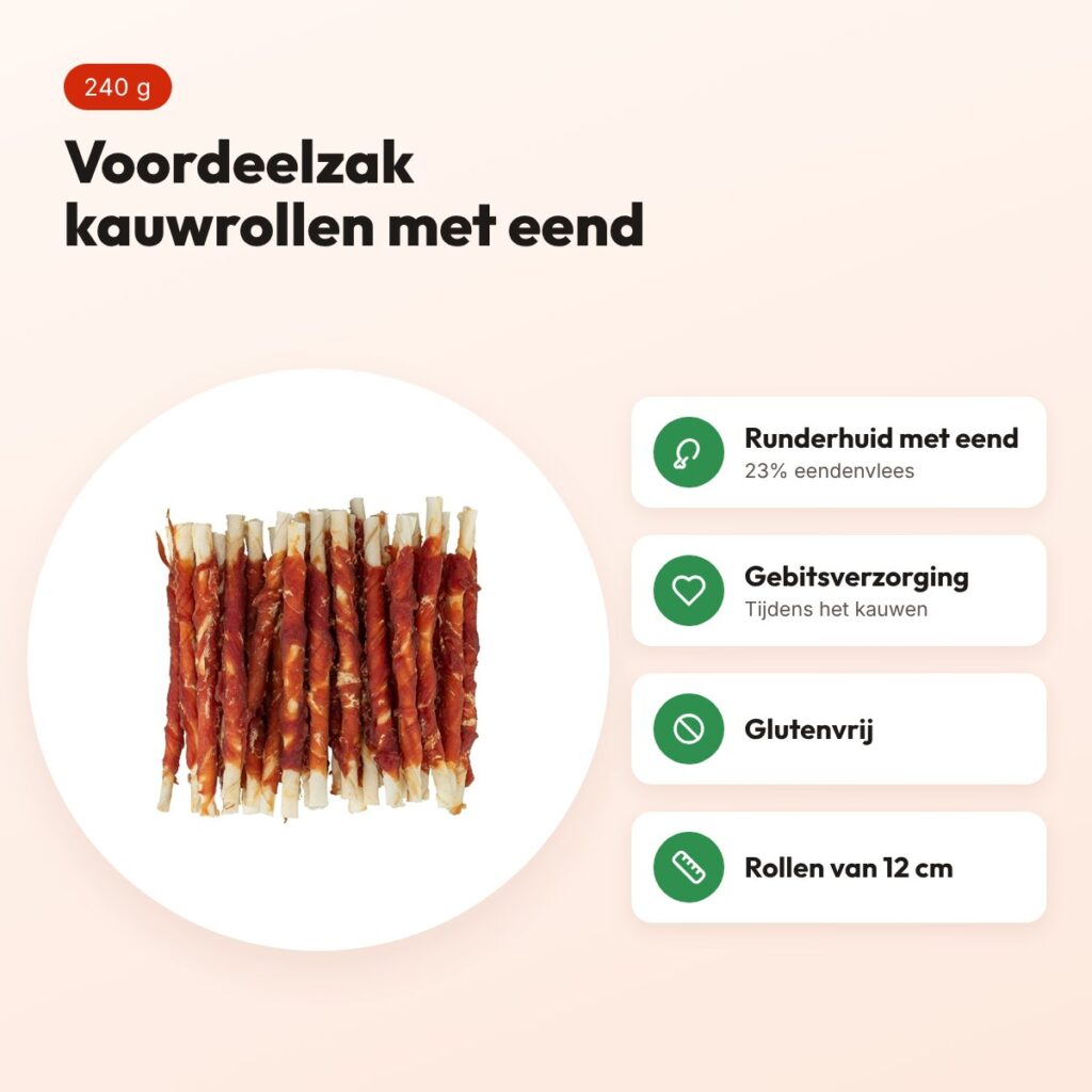 Trixie Denta Fun Duck Chewing Rolls 12 cm 240 g – voordeelzak – voordelen