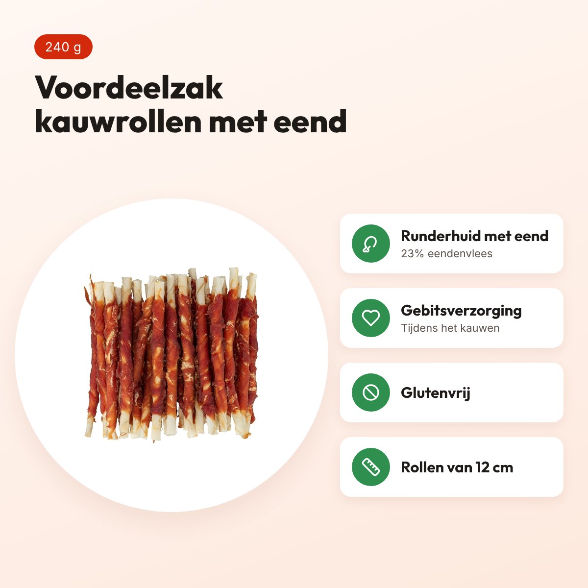Trixie Denta Fun Duck Chewing Rolls 12 cm 240 g – voordeelzak – voordelen