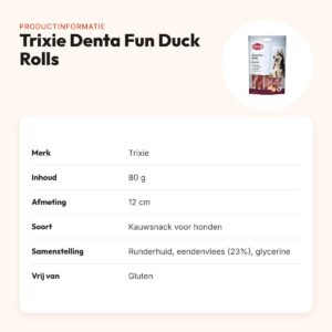 Trixie Denta Fun Duck Chewing Rolls 12 cm 80 g – kauwsnack eend – productinformatie