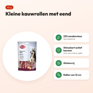 Trixie Denta Fun Duck Chewing Rolls 12 cm 80 g – kauwsnack eend – voordelen